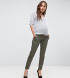 Bandia Maternity Over The Bump Cargo Pants With Removable Waistband - Green