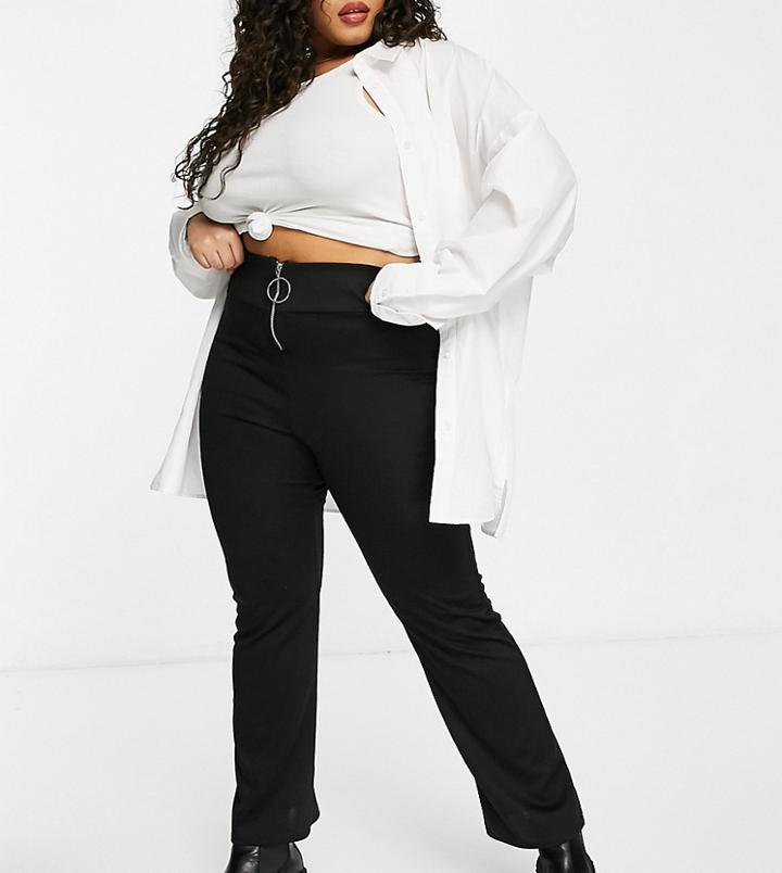 Yours Zip-front Bootleg Pants In Black