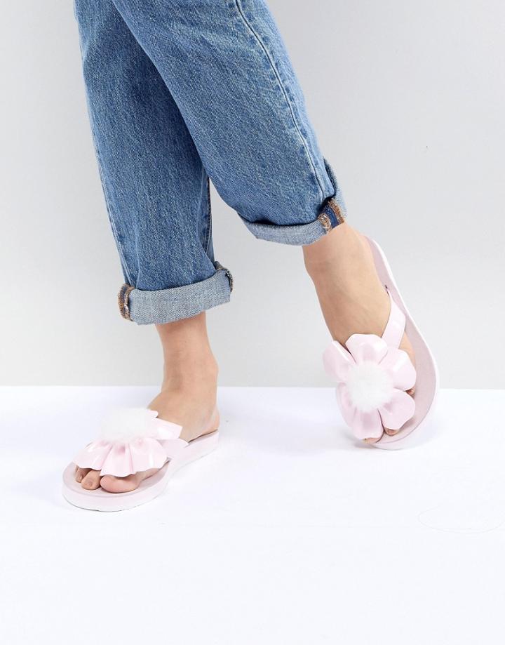 Ugg Poppy Pink Flower Flip Flops - Pink
