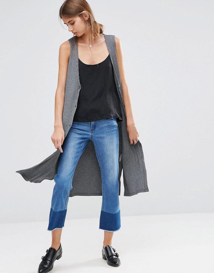 Vila Ribbed Sleeveless Duster - Gray