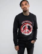 Love Moschino Sweatshirt In Black With Peace Logo - Black