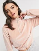 Only Half Zip Cropped Sweatshirt In Misty Rose-pink