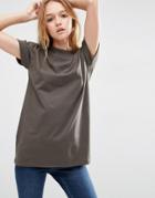 Asos The Ultimate Easy Longline T-shirt - Khaki