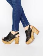 Truffle Collection Camari Cut Out Platform Sling Sandals - Black Pu
