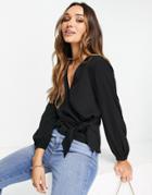 French Connection Wrap Top In Black