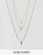Nylon Gold Plated Multi Row Necklace - Gold Plated