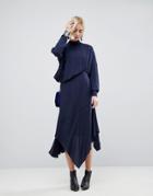 Asos White Tuck Detail Midi Dress - Blue