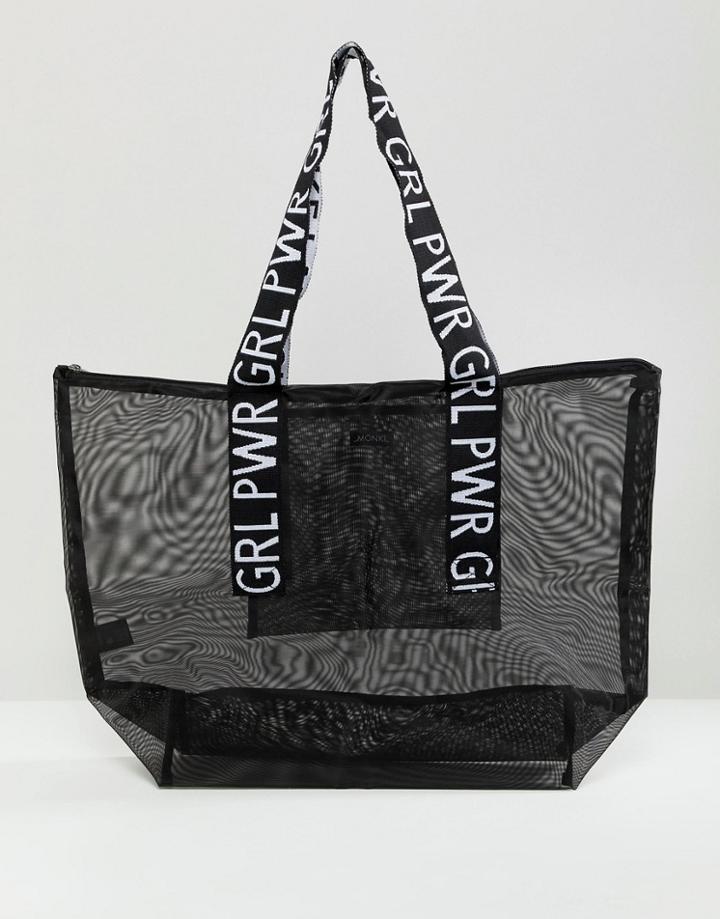 Monki Mesh Tote Bag - Black