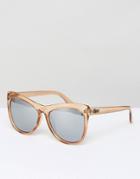 Quay Australia Joyride Peach Silver Cat Eye Sunglasses - Silver