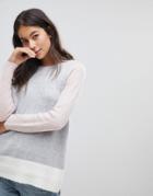 Oasis Side Split Step Hem Color Block Sweater - Multi