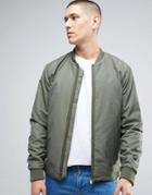 Selected Homme Bomber Jacket With Two Way Zip - Green