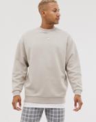 Asos Design Oversized Sweatshirt With T-shirt Hem In Brown