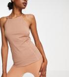 Asos 4505 Tall Icon Yoga Cami In Cotton Touch-brown