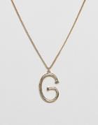 Designb London Gold G Initial Textured Pendant Necklace - Gold