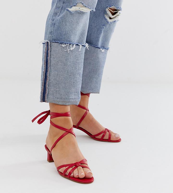 Mango Wrap Around Mid Sandals In Red - Red