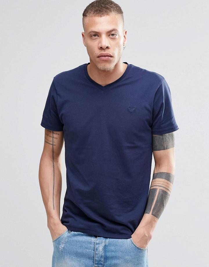 Threadbare V-neck T-shirt - Navy