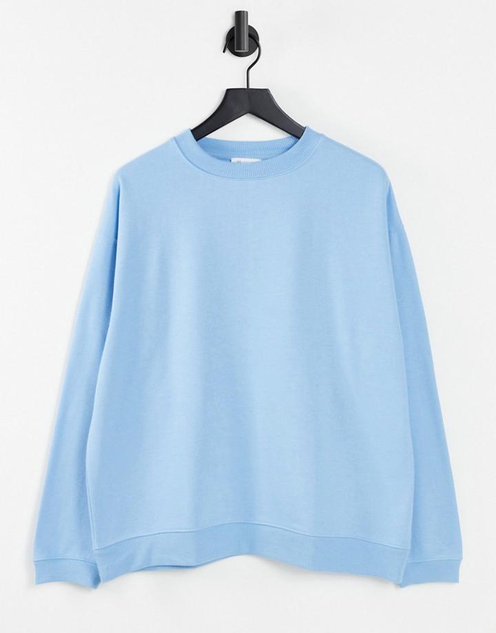 Topshop Oversized Sweat In Blue-blues