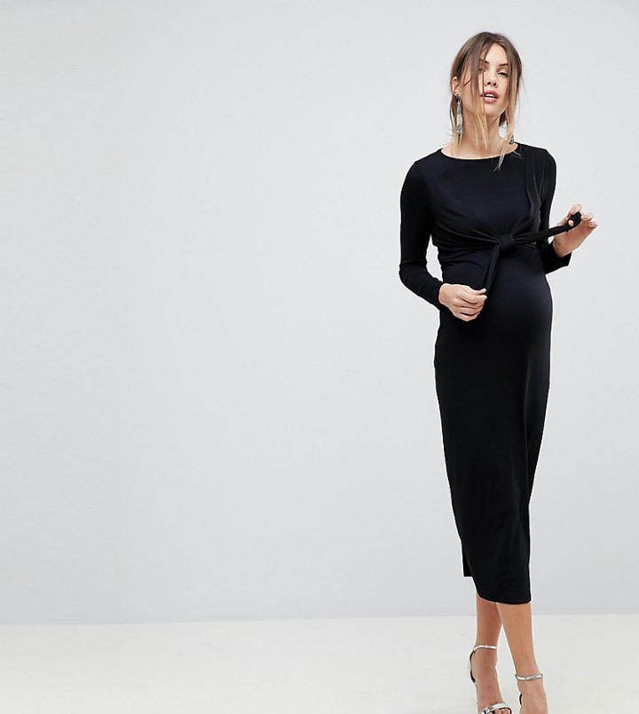 Asos Maternity Nursing Knot Front Dress - Black