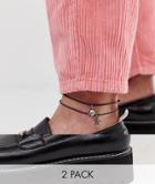 Reclaimed Vintage Inspired 2 Pack Anklet With Charm Exclusive At Asos-black
