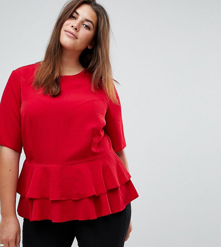 Asos Curve Double Pephem Top - Red