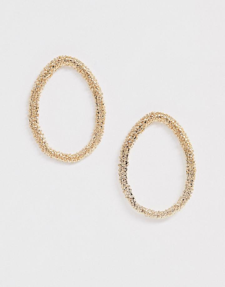 Asos Design Earrings In Textured Open Circle In Gold Tone - Gold