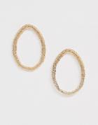 Asos Design Earrings In Textured Open Circle In Gold Tone - Gold