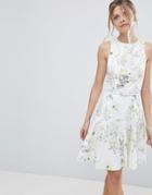 Coast Mezel Floral Print Skater Dress - White