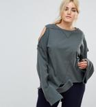 Asos Curve Sweatshirt With Undone Deconstruction - Green