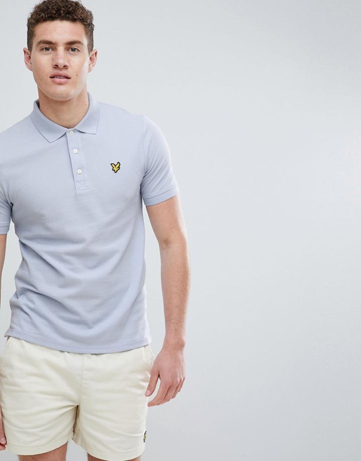 Lyle & Scott Logo Polo Shirt In Pale Blue - Blue