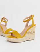New Look Strappy Espadrille Wedge Sandal In Dark Yellow - Yellow