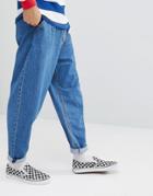 Asos Recycled Oversized Jeans In Mid Wash - Blue