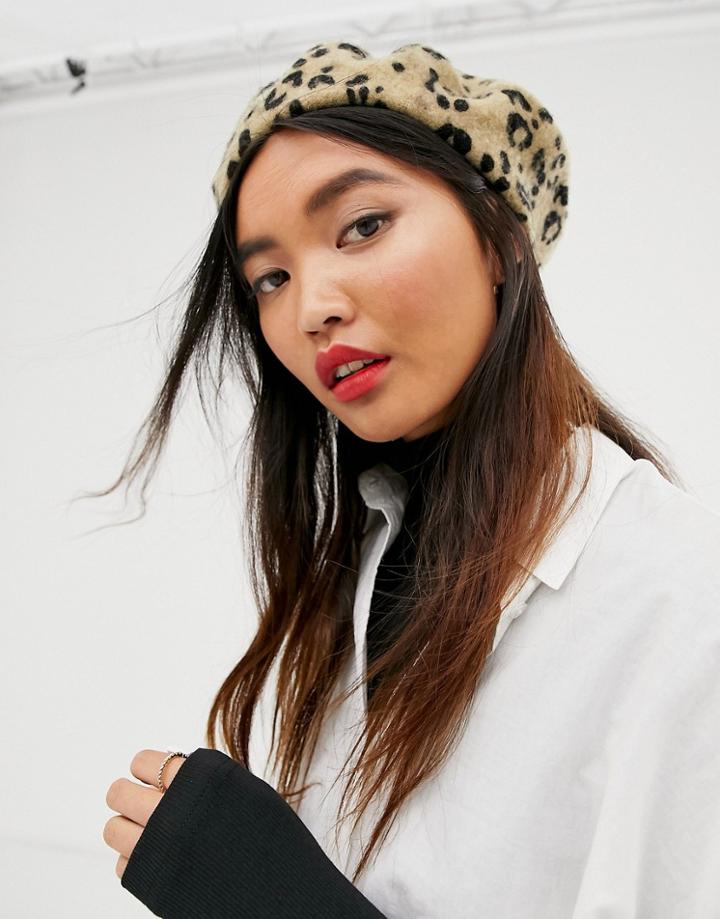 Asos Design Leopard Print Beret