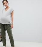 Asos Design Maternity Woven Peg Pants With Obi Tie - Green