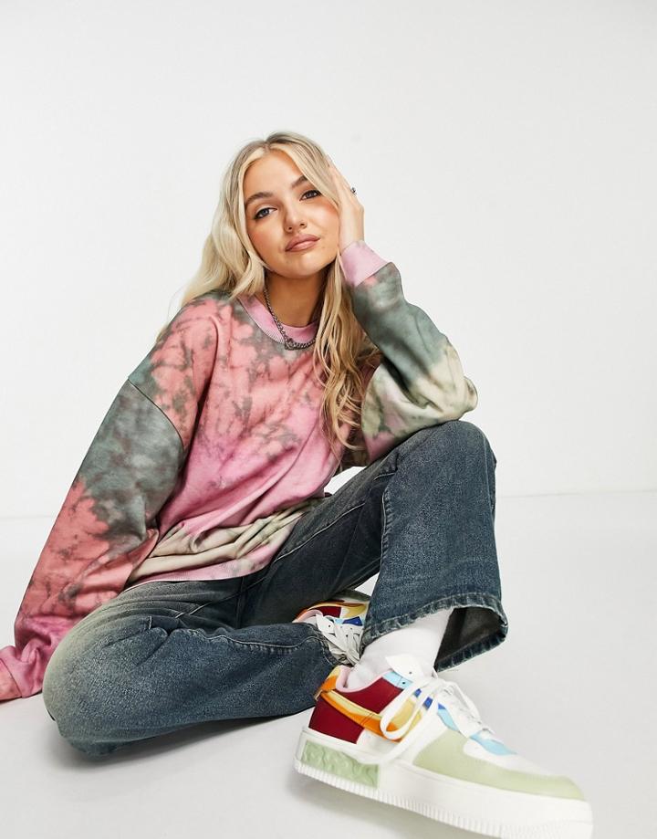 Topshop Mottled Tie Dye Sweatshirt In Multi - Part Of A Set