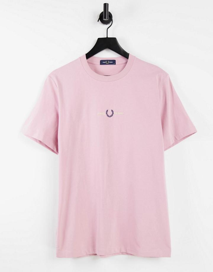 Fred Perry Embroidered T-shirt In Lt. Pink