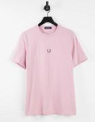 Fred Perry Embroidered T-shirt In Lt. Pink
