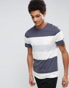 Selected Homme T-shirt With Block Stripe - Blue