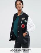 Asos Maternity Bomber With Badges - Black