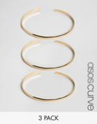 Asos Curve Pack Of 3 Sleek Stacking Arm Cuffs - Gold