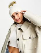Accessorize Recycled Pom Beanie Hat In Winter White