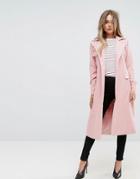Prettylittlething Belted Trench - Pink