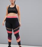 South Beach Plus Gym Leggings In Pink Stripe - Multi