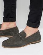 Asos Snaffle Loafers In Gray Suede - Gray