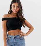 Asos Design Petite Crop Top With Skinny Off Shoulder In Black