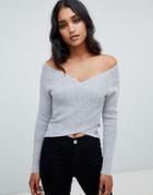 Lipsy Cross Front Sweater - Gray