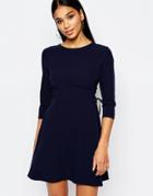 Lipsy Skater Dress With Lace Up Side Detail - Navy