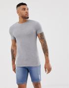 Asos Design Organic Skinny Fit Crew Neck T-shirt In Gray Marl - Gray