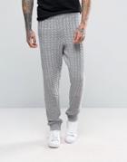 Asos Knitted Joggers With Chunky Cable And Rib Detail - Gray