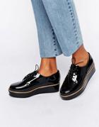 Asos Mavis Flatform Lace Up Shoes - Black
