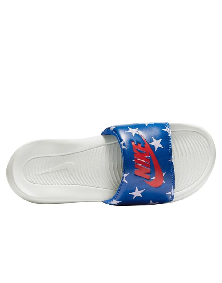 Nike Victori One Star Print Slides In White/game Royal